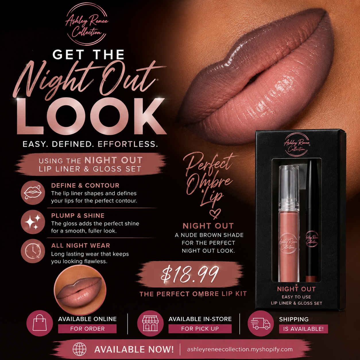 Night out lip Gloss & liner